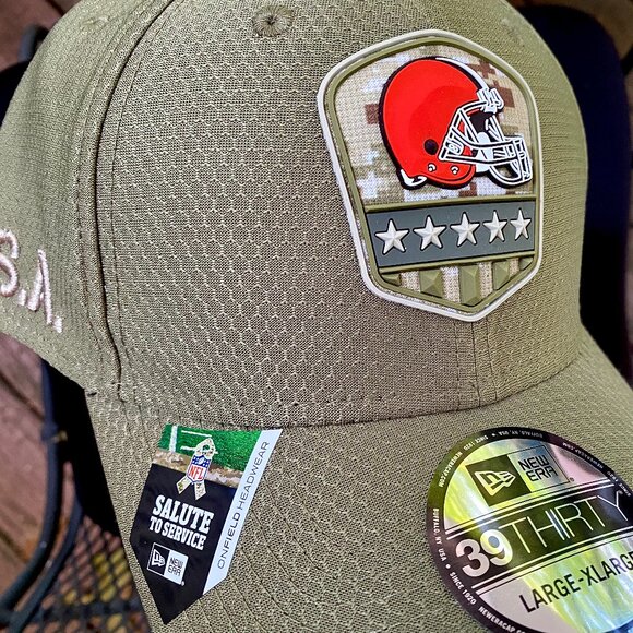 RARE New Era 2019 Salute To Service Cleveland Browns 39Thirty Flex Hat Cap L/XL